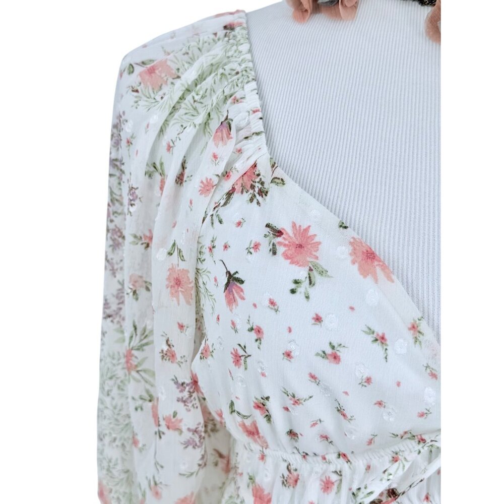 Francesca’s Floral Empire Waist Babydoll Dress M | Cottagecore Coquette Dollette - Picture 3 of 16